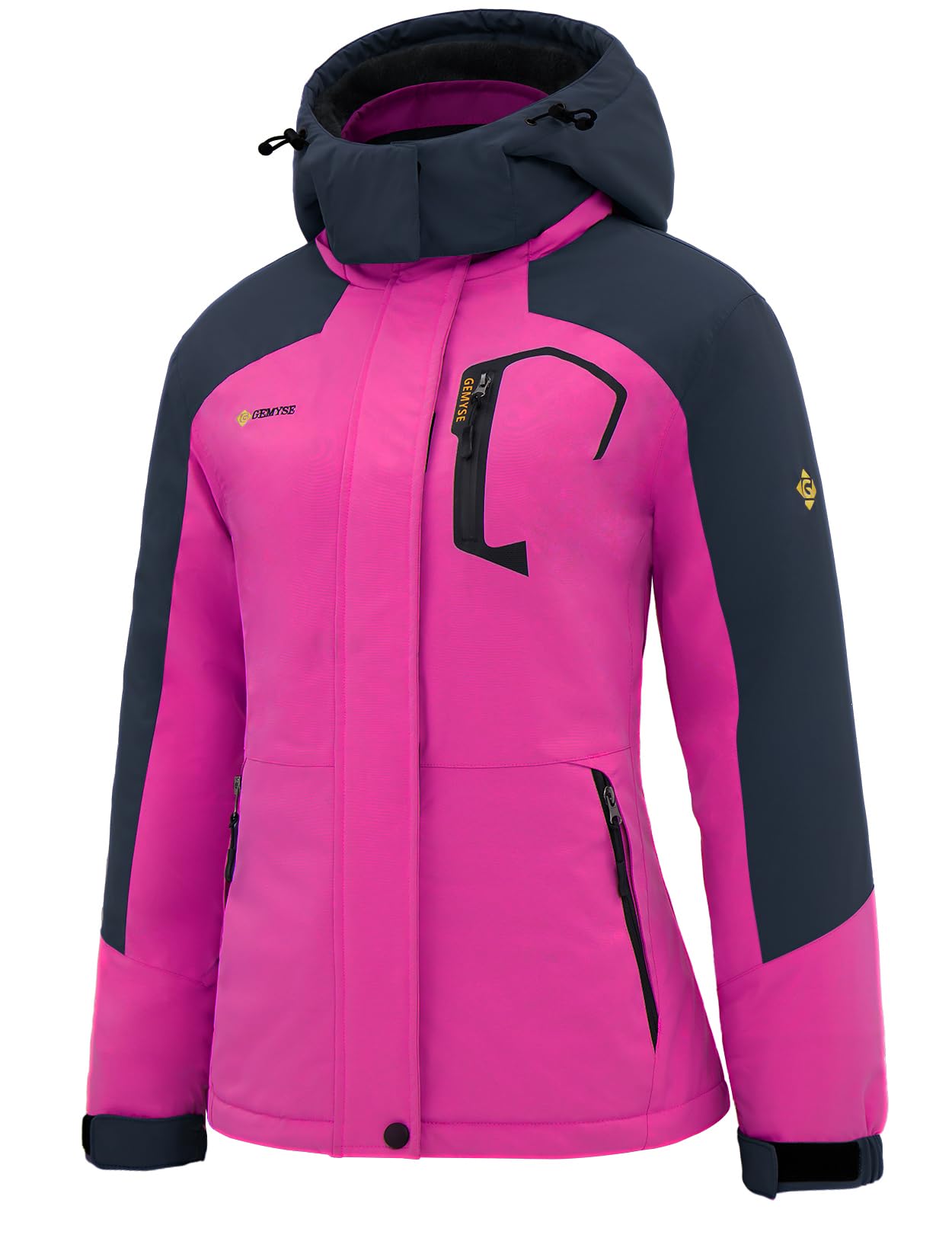 GEMYSE Women's Ski Snow Jacket Warm Winter Waterproof Coat Snowboard Rain Jacket Hooded Windproof Windbreaker
